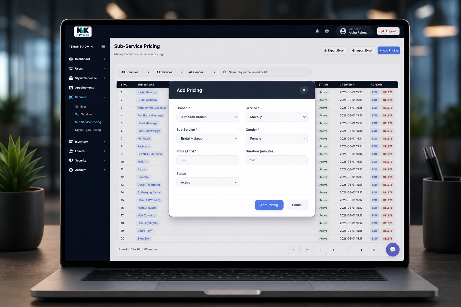Navikzaa Add Pricing Configuration